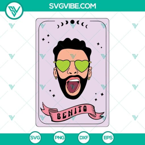 Bad Bunny Tarot Card SVG Bundle with PNG EPS DXF Cut files for crafting and design projects.