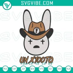 Bad Bunny Un x100to machine embroidery designs, Grupo Frontera music file on a digital product image. Ideal for music-themed crafts.
