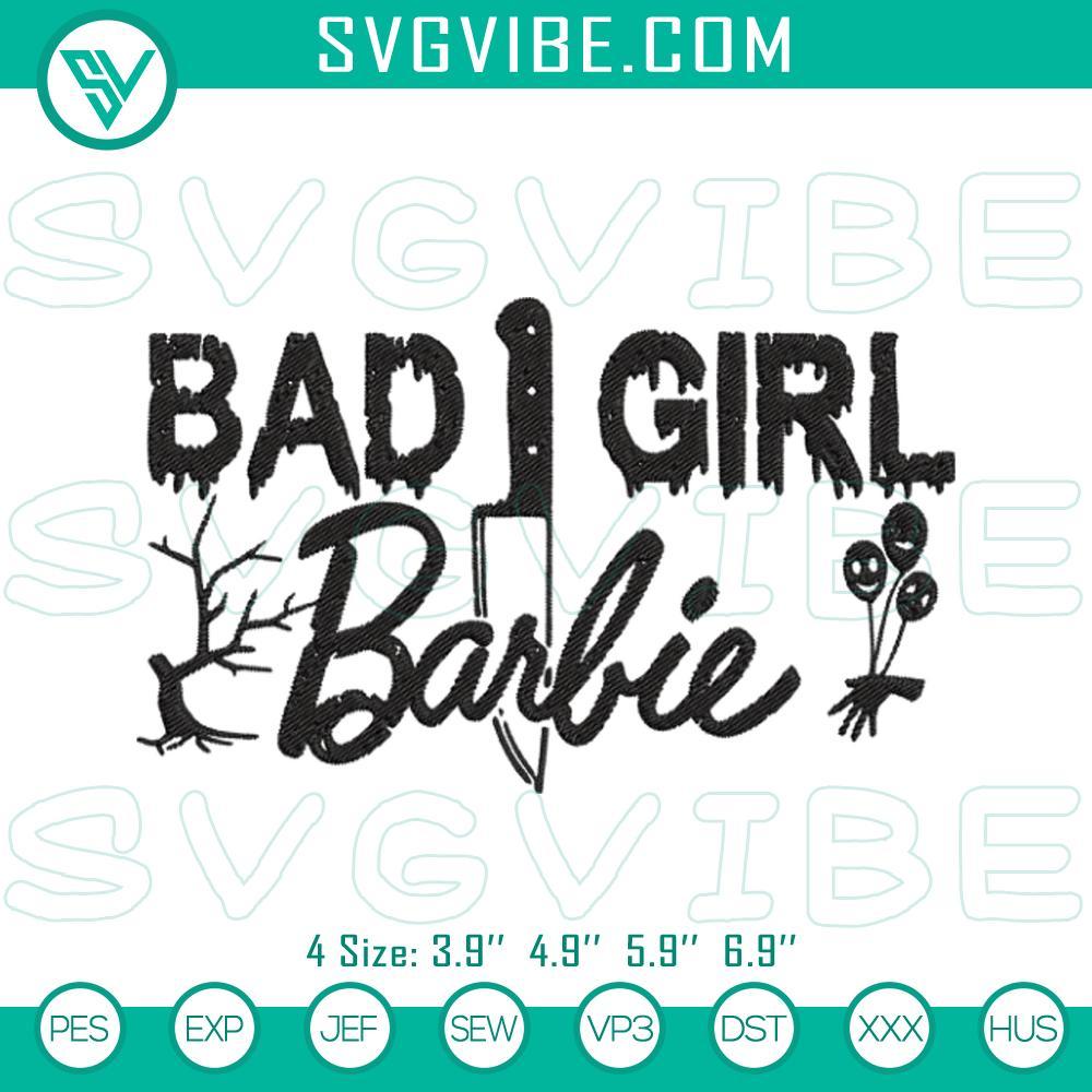 bad-girl-barbie-halloween-embroidery-designs-barbie-knife-machine-embroidery-pattern-files-mockup.jpg Bad Girl Barbie Halloween embroidery design with knife machine file for spooky crafts.