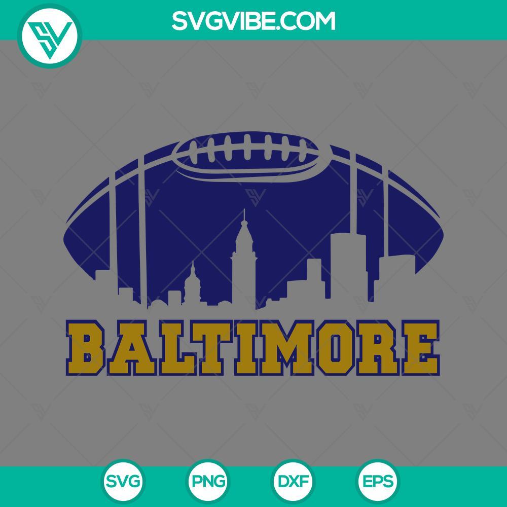 Baltimore Football Skyline SVG, Ravens SVG, Baltimore Ravens SVG Baltimore Ravens skyline SVG file, featuring football and city skyline elements, perfect for Baltimore Ravens fans. Download now.