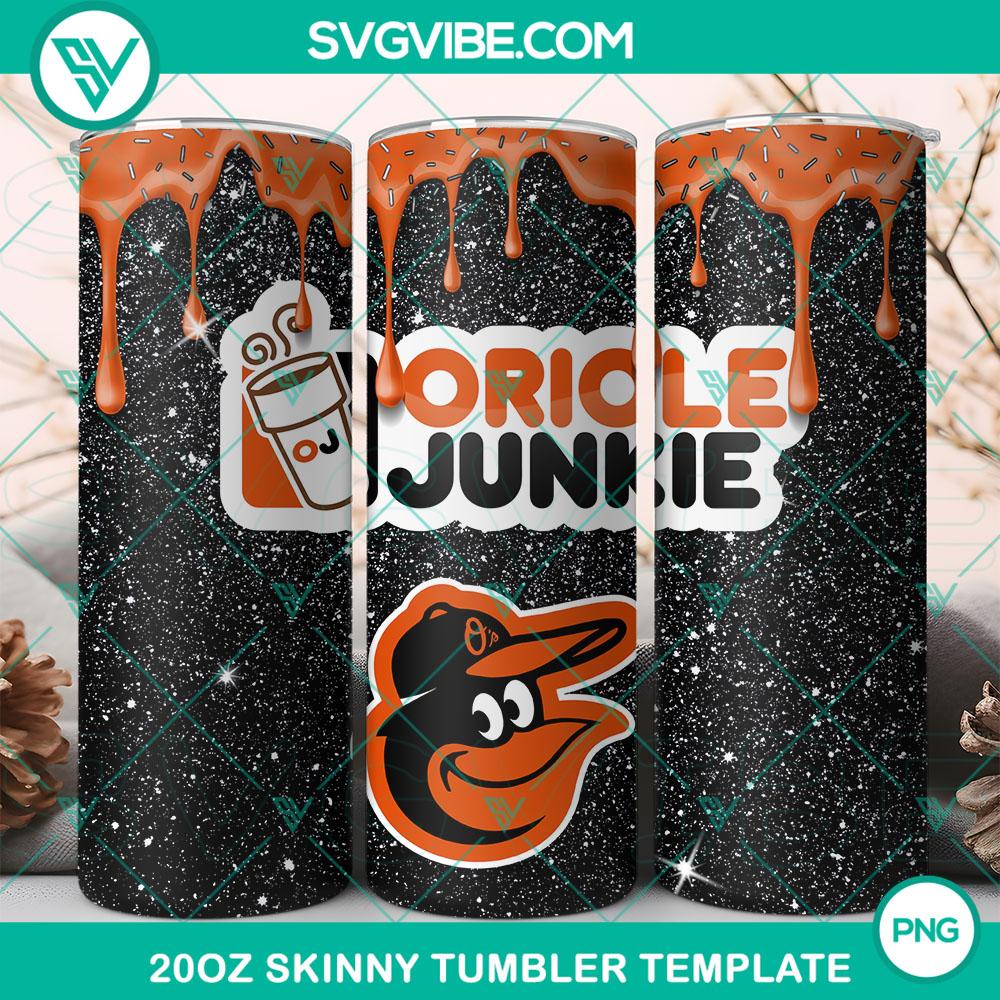 Baltimore Orioles Dunkie Junkie Glitter 20oz Tumbler Wrap PNG File Baltimore Orioles Dunkie Junkie Glitter 20oz Tumbler Wrap PNG File - vibrant tumbler design featuring team logo and glitter elements.