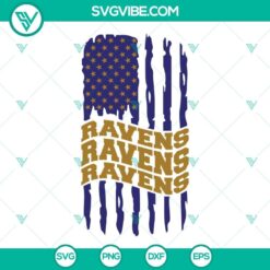 Baltimore Ravens American Flag SVG for download featuring Ravens football logo in PNG and DXF formats. Ideal for NFL fans and crafters.