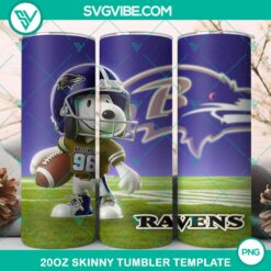Baltimore Ravens Football Snoopy 3D design on a 20oz Tumbler Wrap, downloadable PNG file for fans.