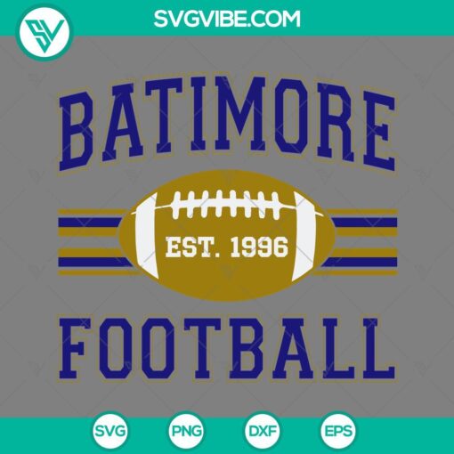 Baltimore Ravens football SVG files featuring Baltimore Est 1996 design, perfect for Ravens fans. Download this SVG for crafting projects.