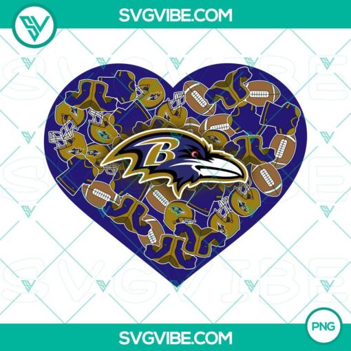 Baltimore Ravens themed heart Valentine PNG download designs for fans, perfect for digital use on Valentine's Day.