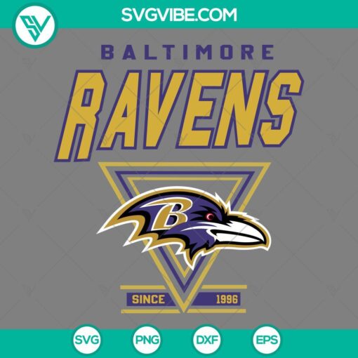 Baltimore Ravens football SVG file with team logo and text since 1996 for download. Ideal for Ravens fans and DIY projects.