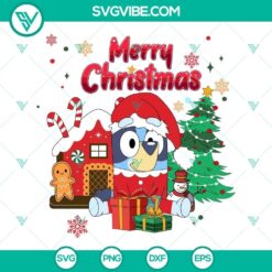 Bandit Heeler Bluey Merry Christmas SVG, PNG, DXF, EPS files for instant download. Great for holiday crafts and projects.