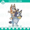 Bandit Heeler Piggyback Bluey embroidery design featuring cute cartoon character pattern, perfect for kids' clothing.