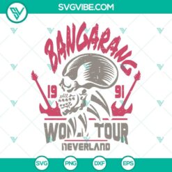 Vintage Bangarang World Tour 1991 design SVG download for Cricut. PNG, DXF, EPS files included. Ideal for crafting projects.