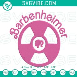 Barbenheimer logo embroidery designs inspired by 2023 movies digital file, ideal for embroidery enthusiasts.