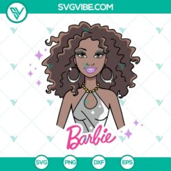 Barbie afro curly hair SVG images for African American dolls, black Barbie SVG files for crafting and digital projects.