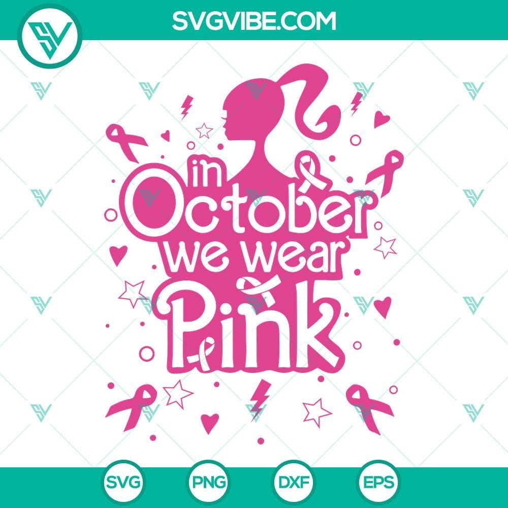 barbie-breast-cancer-svg-in-october-we-wear-pink-svg-breast-cancer-awareness-svg-5-mockup.jpg Barbie Breast Cancer SVG File featuring "In October We Wear Pink" images. Perfect breast cancer awareness design.