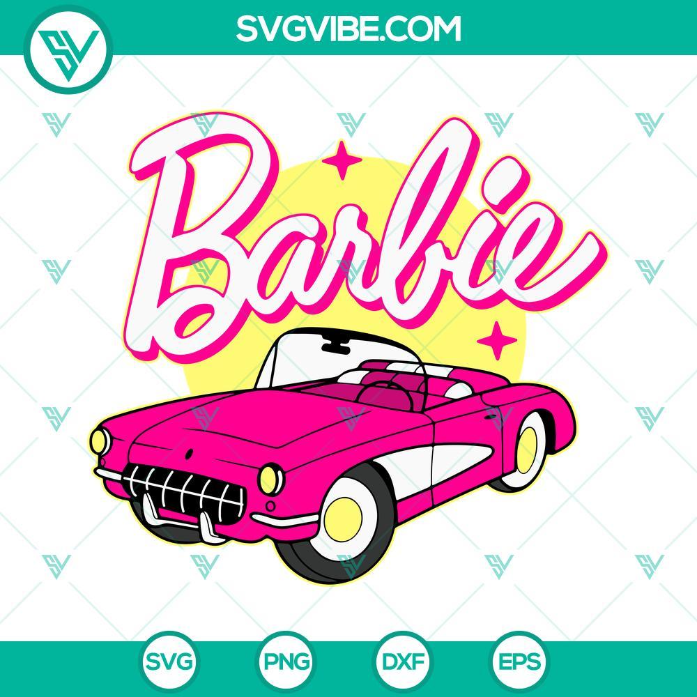 Barbie Car SVG, Convertible Car Barbie Doll SVG PNG DXF EPS Barbie car convertible SVG set with doll images in PNG DXF EPS format for download.