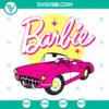 Barbie pink Corvette car SVG design for cutting machines, includes PNG, DXF, EPS files for crafts and projects.