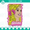 Barbie embroidery design in pink, digital file for doll enthusiasts.