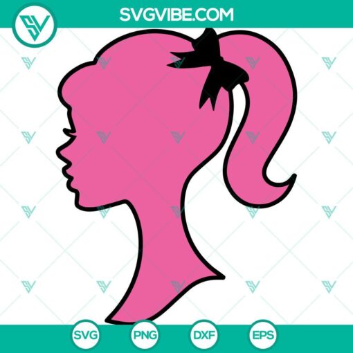 Barbie head SVG Cricut PNG DXF EPS files for crafting projects and designs.