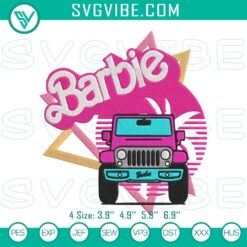 Barbie Jeep Car embroidery design file, perfect for trendy Barbie girl lovers. Ideal for machine embroidery.