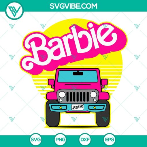Barbie Jeep 4x4 Off-Road Car Doll SVG PNG DXF EPS files for crafting projects.