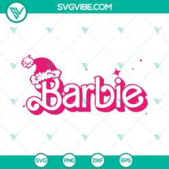 Barbie Merry Christmas Santa Hat SVG, PNG, DXF, EPS file download for crafting projects.