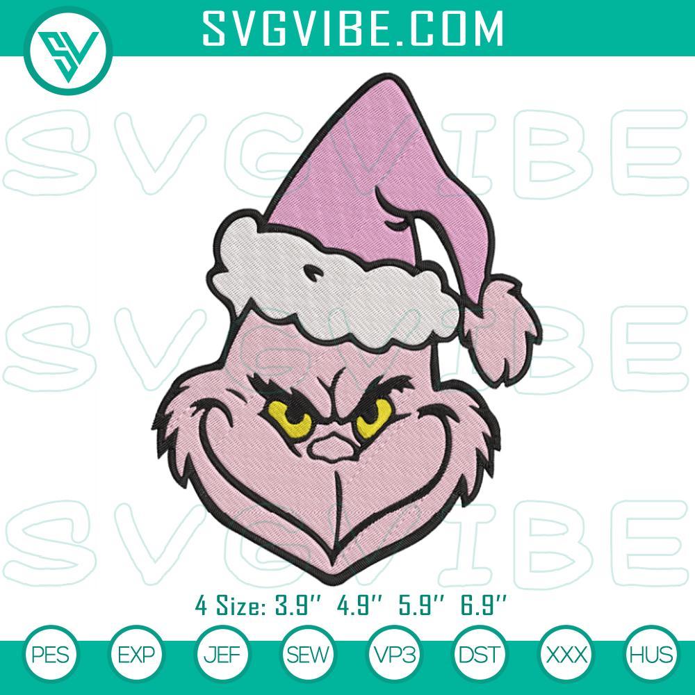 Barbie Pink Grinch Christmas Embroidery Design Files Barbie pink Grinch Christmas embroidery file, festive design for holiday crafts.