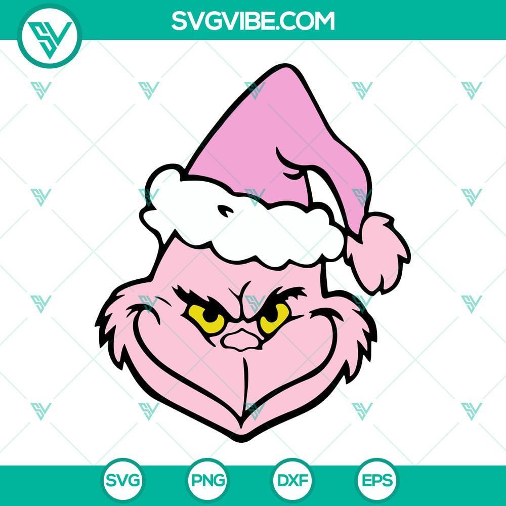Barbie Pink Grinch SVG, Grinch Christmas SVG PNG DXF EPS Files Barbie Pink Grinch Christmas SVG file with PNG, DXF, and EPS formats for crafting projects.