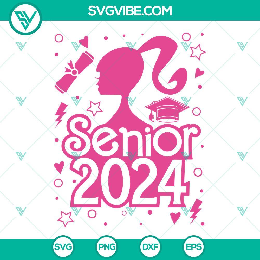 Barbie Senior 2024 SVG, Barbie Class Of 2024 SVG, Barbie School SVG Barbie Senior Class of 2024 SVG files, Barbie School images perfect for graduation decorations and projects, Class of 2024 SVG designs.