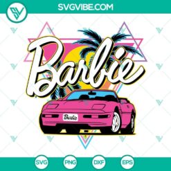 Barbie 2023 SVG files with Barbie pink car design, ideal for download.