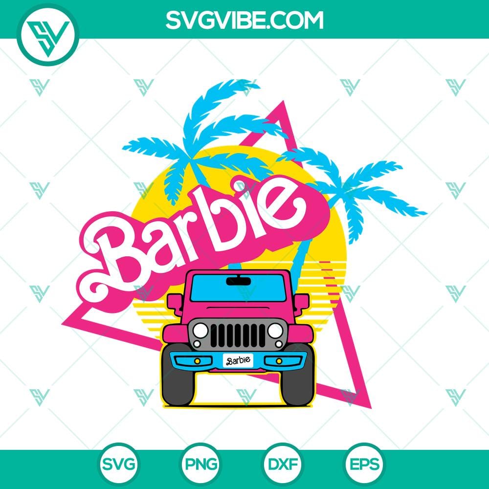 barbie-svg-barbie-pink-jeep-car-svg-4a-4-off-road-car-svg-palms-and-sunset-svg-2-mockup.jpg Barbie and Pink Jeep Car SVG files, perfect for crafting, 4x4 offroad vehicle design, feminine and fun digital images.