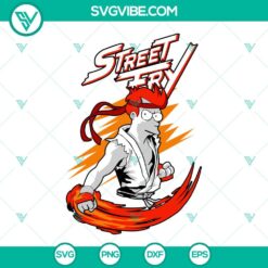 Bart Simpson street fighter-themed SVG images for download, suitable for Cricut projects. PNG, DXF, and EPS formats available.