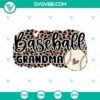 Baseball Grandma SVG images featuring leopard print design, baseball graphics, perfect for crafting projects.