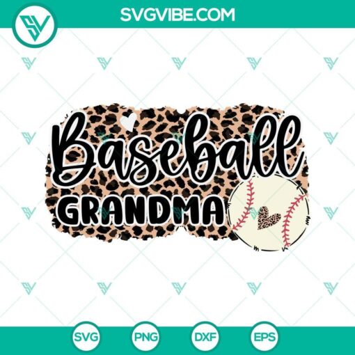 Baseball Grandma SVG images featuring leopard print design, baseball graphics, perfect for crafting projects.