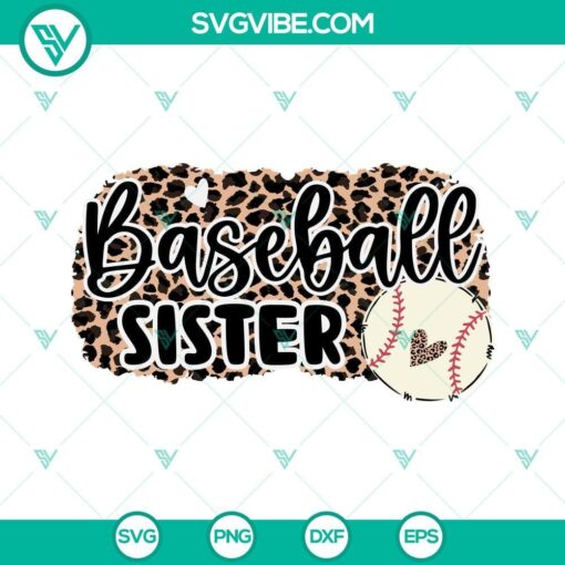 Baseball Sister SVG with Leopard Print Design, ideal for baseball fans.
