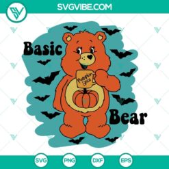 Basic Bear and Care Bear Halloween theme SVG downloads featuring Pumpkin Spice images for crafting and decoration.
