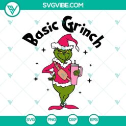 Basic Grinch Christmas Stanley Cup SVG File, featuring holiday-themed design perfect for DIY Christmas projects.
