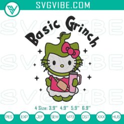 Basic Grinch Hello Kitty Christmas Embroidery File, Xmas Embroidery Pattern