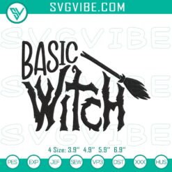 Basic Witch Embroidery Files: Humorous Halloween digital design with witch theme perfect for embroidery projects.