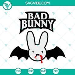 Bad Bunny Halloween SVG files with logo for Halloween crafts. Great for pumpkins, shirts, and decorations. PNG DXF formats available.