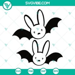 Bat Bad Bunny Halloween logo SVG bundle with PNG, DXF, EPS files. Perfect for Halloween crafts and projects.