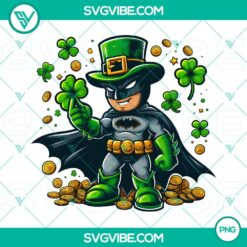 Lucky Shamrock Batman St Patrick's Day PNG with festive design for superhero fans, perfect for St Patrick's Day celebrations.
