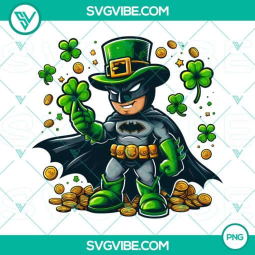Lucky Shamrock Batman St Patrick's Day PNG with festive design for superhero fans, perfect for St Patrick's Day celebrations.