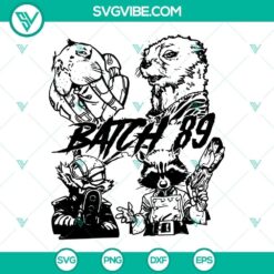Guardians of the Galaxy SVG download featuring Rocket Raccoon and friends, Batch 89 design. Unique comic art for digital use.