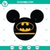 Batman mouse head silhouette design, SVG, PNG, DXF, and EPS cut files for crafting projects.