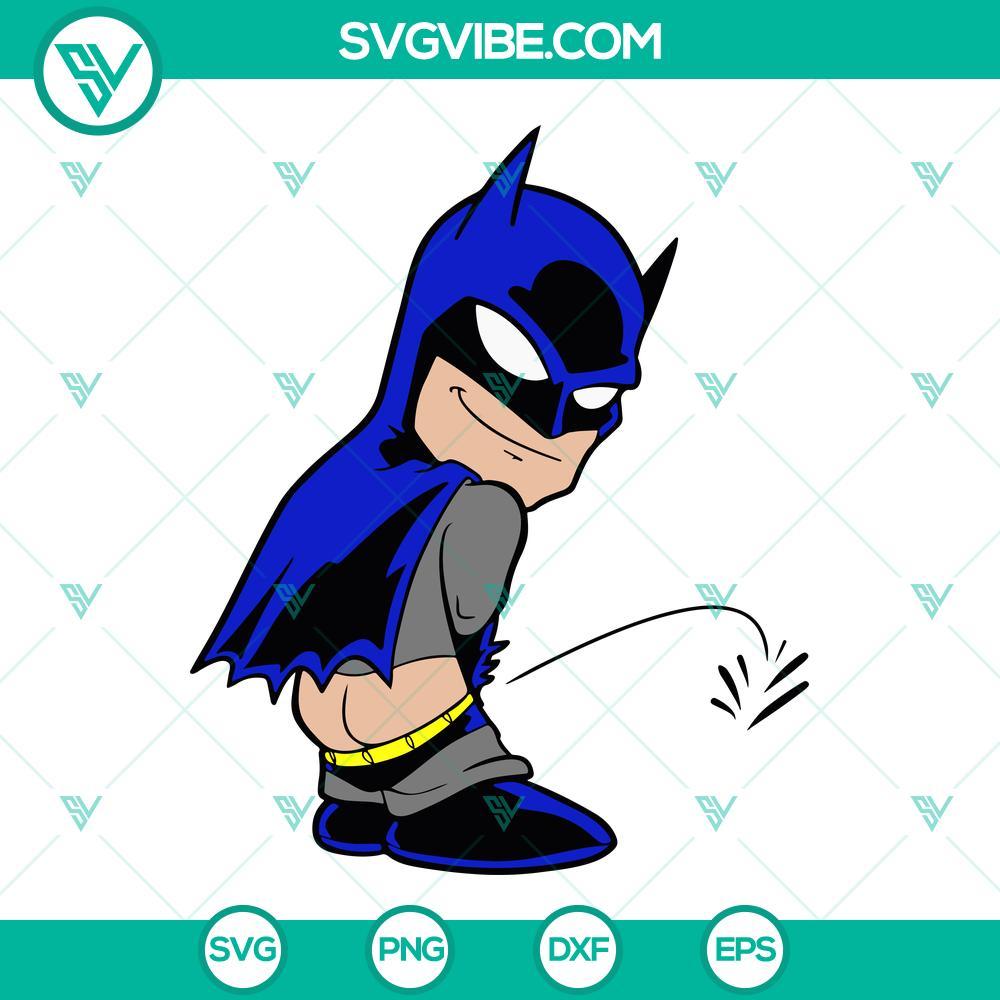 Batman Peeing SVG PNG DXF EPS Cut Files Batman peeing SVG files with PNG, DXF, and EPS formats, ideal for crafts and designs.