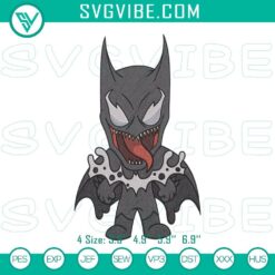 Batman superhero Halloween machine embroidery design with venom motif. Perfect for Halloween projects.