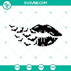 Halloween lips SVG with bats design, perfect for spooky seasonal crafting projects.