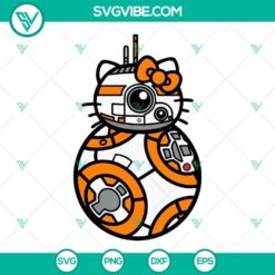 BB 8 and Hello Kitty mashup SVG file combining BB8 Robot and Hello Kitty in Star Wars theme. Perfect for fans.