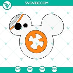 BB-8 Mickey Mouse head SVG download with Disney Star Wars elements for cutting files in PNG, DXF, and EPS formats; ideal for craft projects.