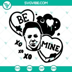 Michael Myers themed Candy Heart SVG files for Horror Valentine’s crafting, perfect for fans of the iconic movie character.