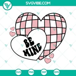 Retro Valentines Heart SVG design with Happy Valentines text in PNG format for digital use.