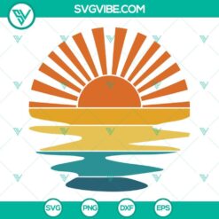 Beach sunset SVG with summer vacation vibes for download in PNG, DXF, EPS formats, ideal for digital design projects.